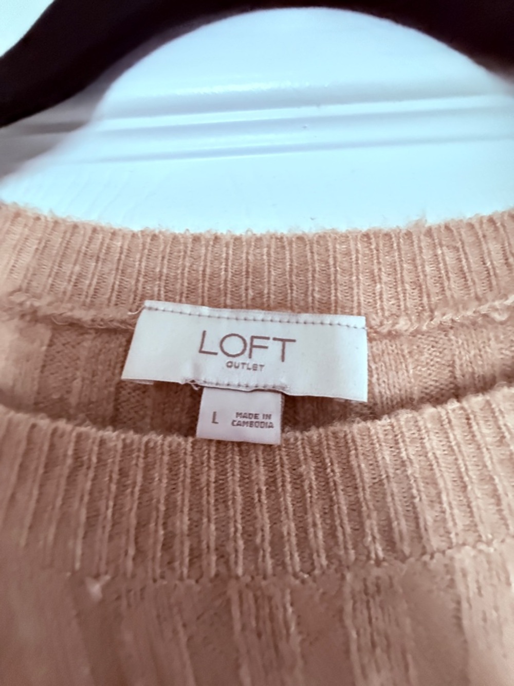 LOFT Women's Ribbed Crewneck Sweater - Beige - Picture 2 of 2